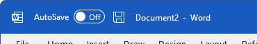 The title bar of an Office application with a save button